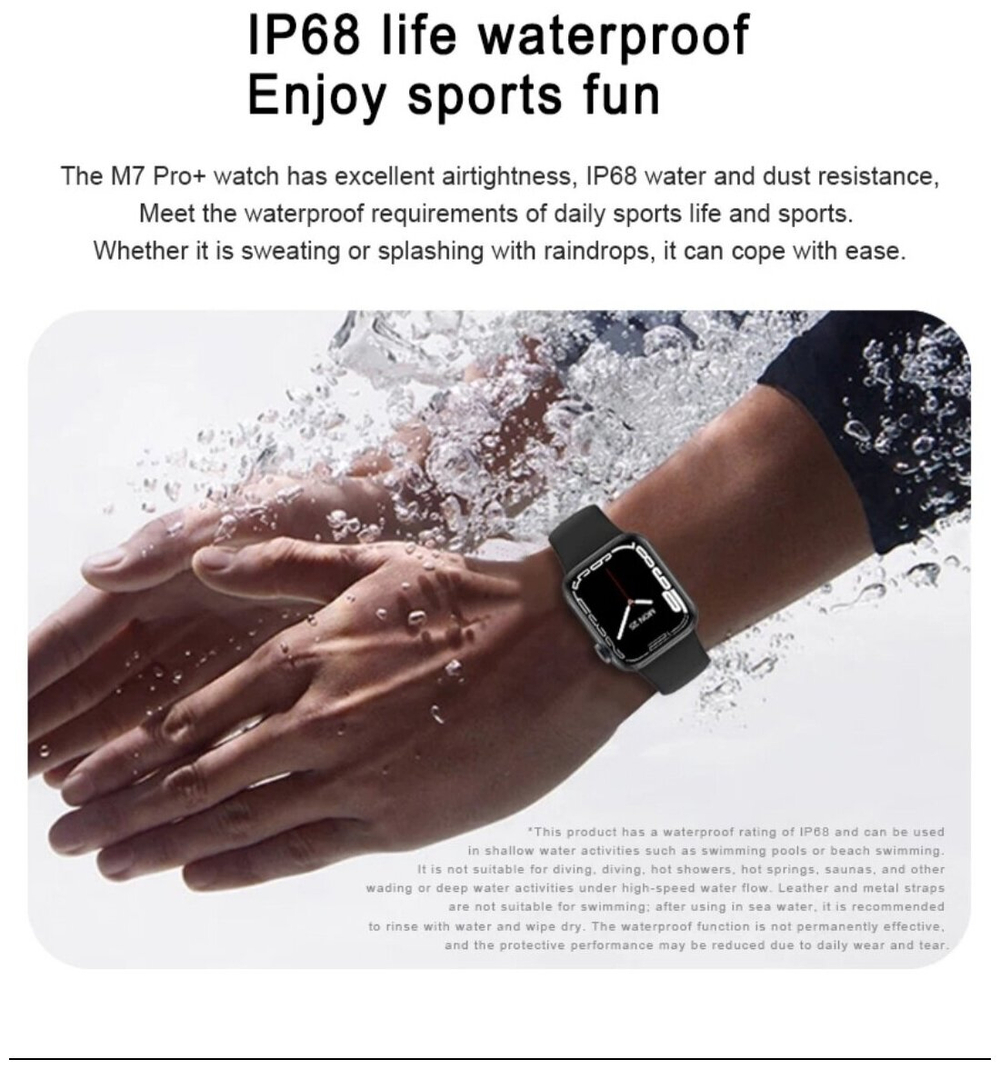 Умные смарт часы M7 Pro / Smart Watch 45мм, Series 7 (iOS/Android), беспроводная зарядка, цвет: Черный(Black)
