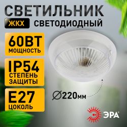 Светильник ЭРА НБП 06-60-101 с фото-шумовым датчиком Сириус IP54 E27 max 60Вт D220 круг призма акустический | Светильники ЖКХ IP54