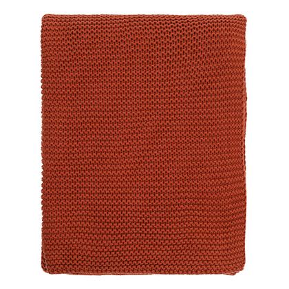 Плед хлопковый 130х180см Tkano Essential жемчужной вязки терракотовый