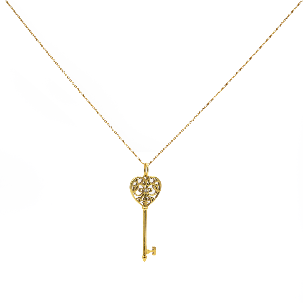 Подвеска из белого золота с бриллиантами, Tiffany 💎 Crown key. В наличии