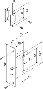 Защелка врезная METF72-50 (F72-50) CP хром