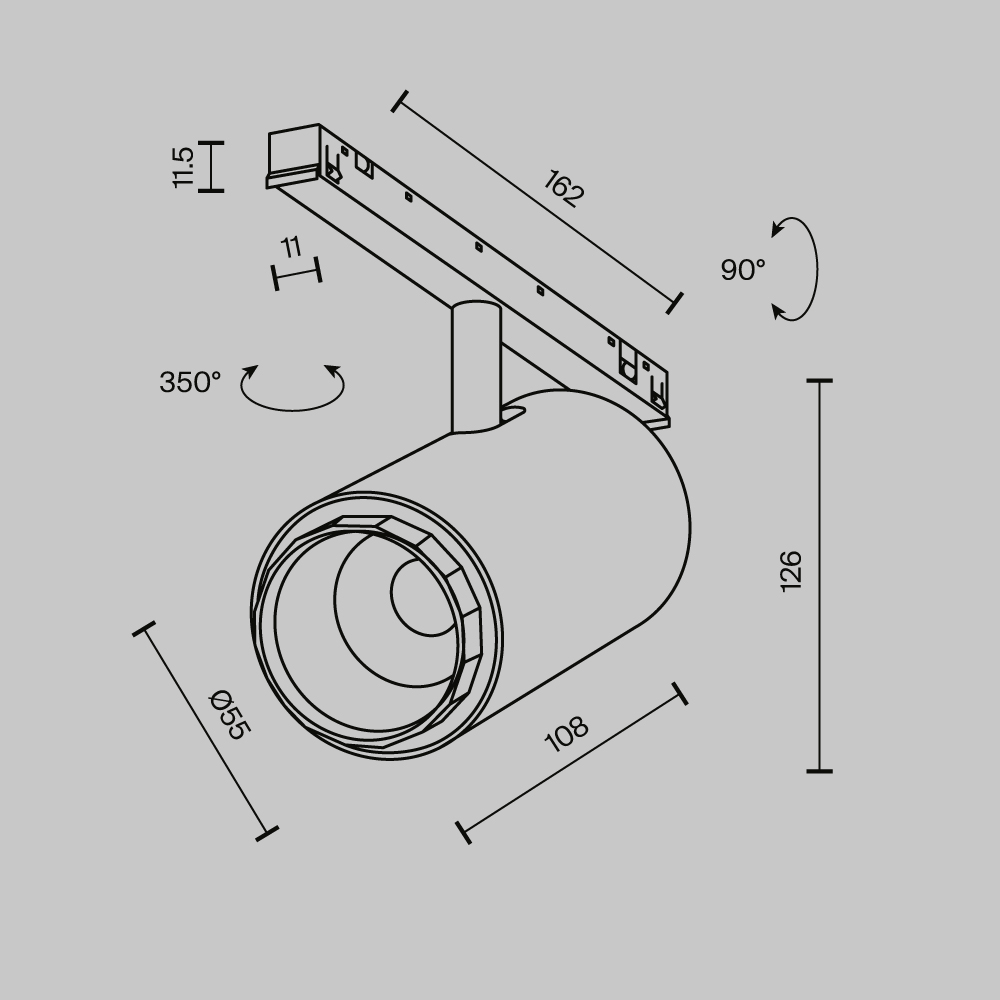 Трековый светильник Technical TR244-12W4K-B