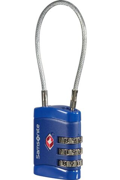 Samsonite Багажный замок-тросик кодовый Cablelock 3Dial TSA, Синий, 1 шт