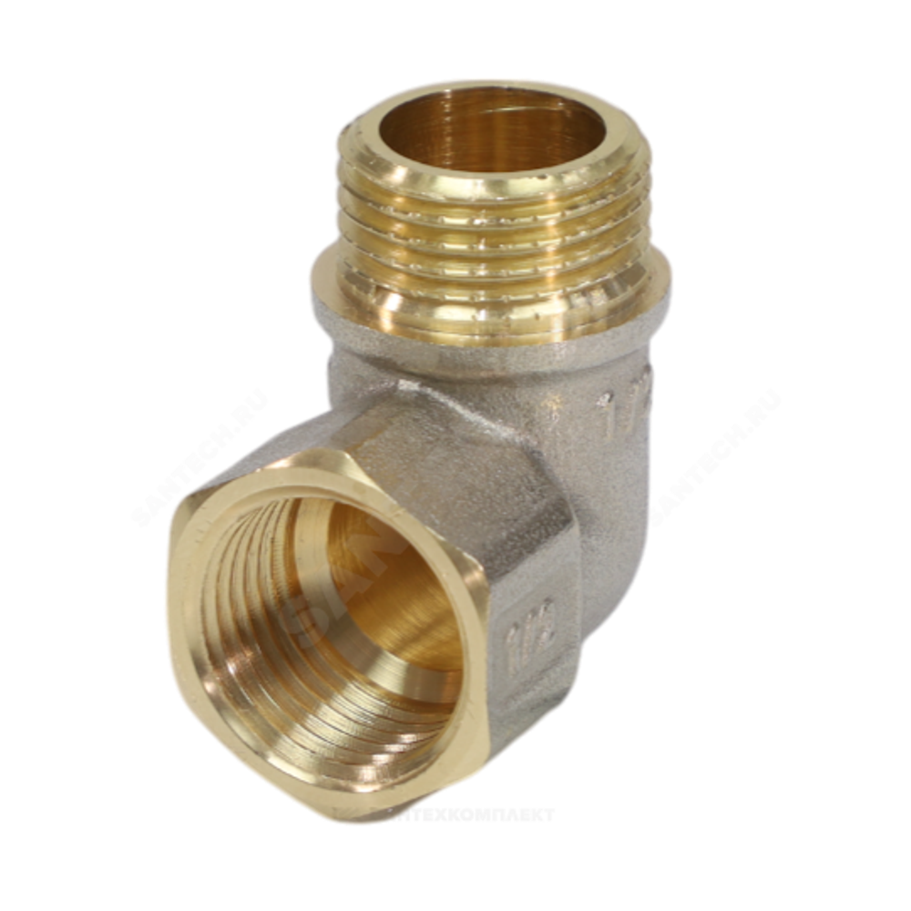 Угольник латунь никель реборда Ду 20 (3/4") ВР/НР 9006 ГОСТ 32585-2013 Aquasfera 9006-02