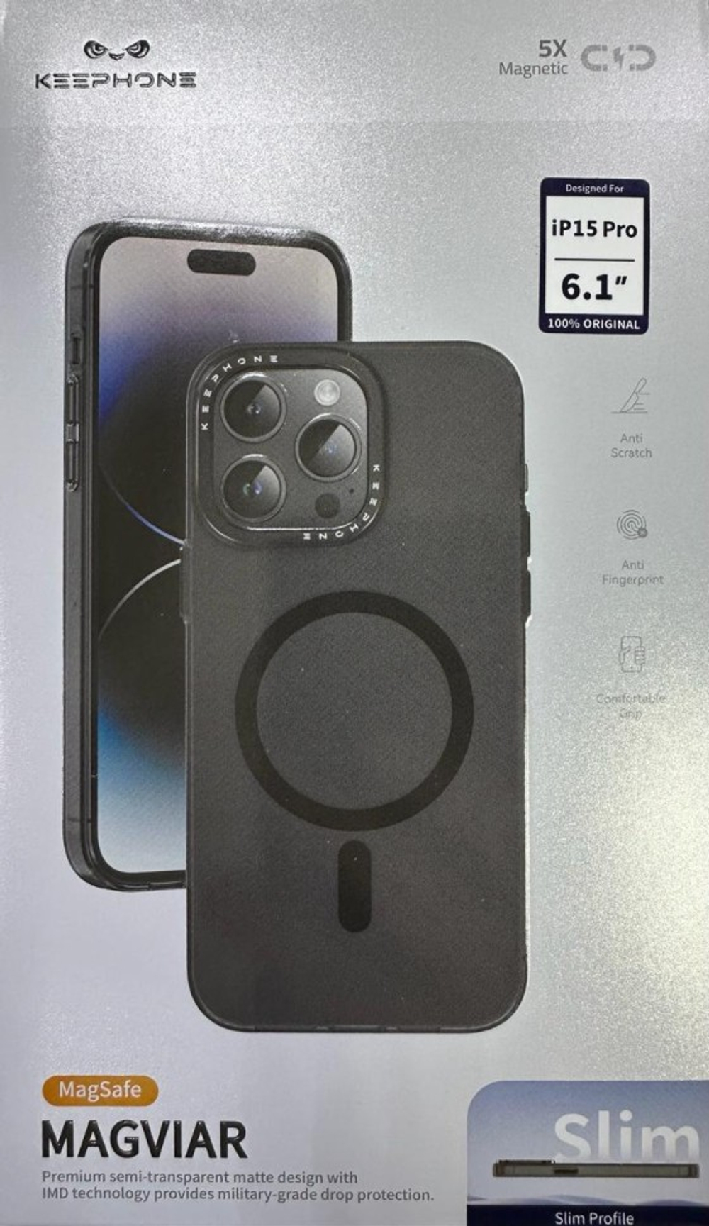 Накладка для i-Phone 15 Pro Keephone Magviar Magsafe черная