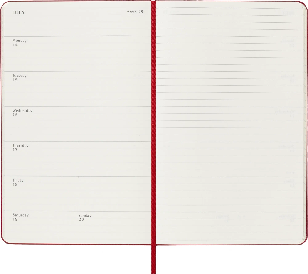 Еженедельник Moleskine Classic WKNT (DHF212WN3) 13х21см твердая обложка красный