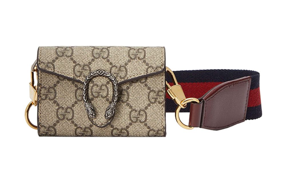 GUCCI Dionysus Canvas Shoulder Bag, Crossbody Bag, Wallet Extra Mini Women"s Ebony