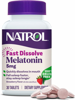Natrol Melatonin Мелатонин, быстрорастворимые, клубника, 5 мг, 30 таблеток