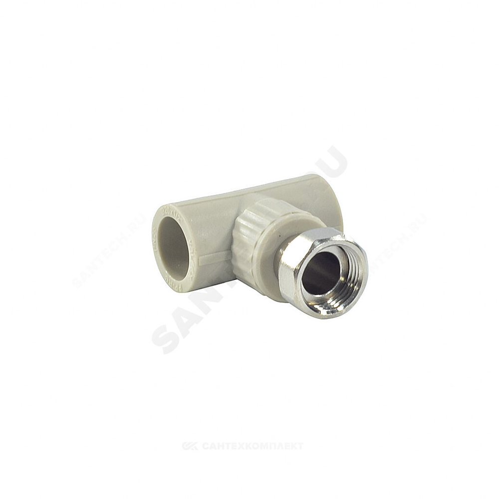 Тройник PP-R комбинированный серый Дн 20х1/2" с накидной гайкой VALFEX 10140020Г