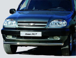 Защита переда «Труба» (Ø=63,5 мм) Chevrolet Niva (- 03.2009) (нержавеющая сталь)