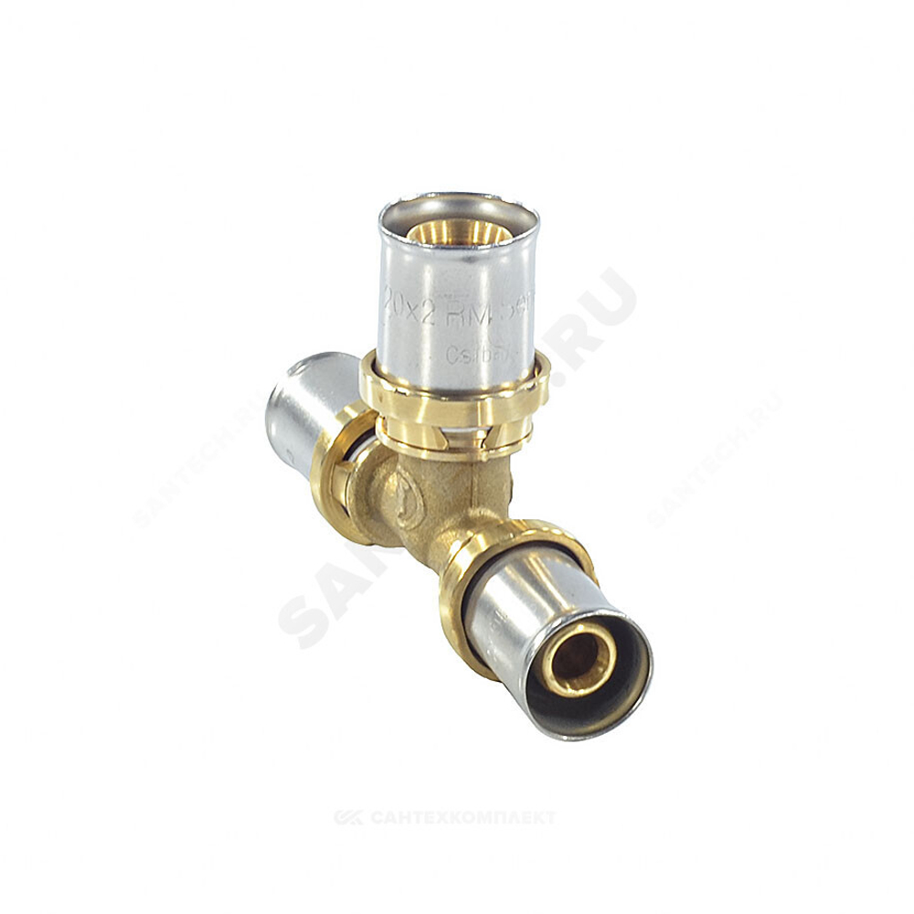Тройник переходной для МП/PE-X труб латунь пресс Дн 16х20х16 RM151 Giacomini RM151Y045