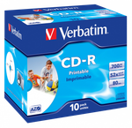 Оптический диск Verbatim CD-R 700MB 52X AZO Wide Inkjet Printable, Jewel Case, 10 шт