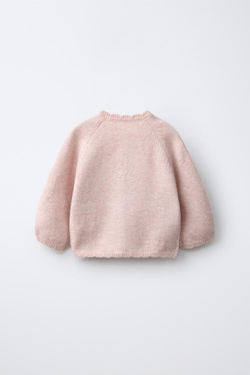 ZARA КАРДИГАН С ВЫШИТЫМИ ЦВЕТАМИ, ЦВЕТ РОЗОВОГО ДЕРЕВА