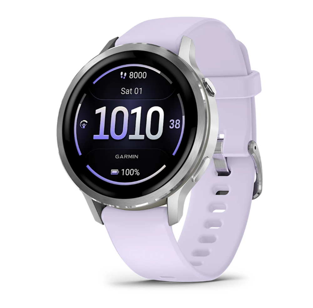Смарт часы Garmin Venu 4 - 41мм Silver with Periwinkle Silicone Band