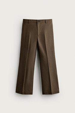 ZARA БРЮКИ КОСТЮМНЫЕ FLARED FIT, ТЕМНЫЙ ХАКИ