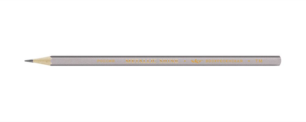 Карандаш чернографитный ТМ (HB) 12 шт, 12Д-1594 серебряный Metallic shine, ВКФ MS01-12Д