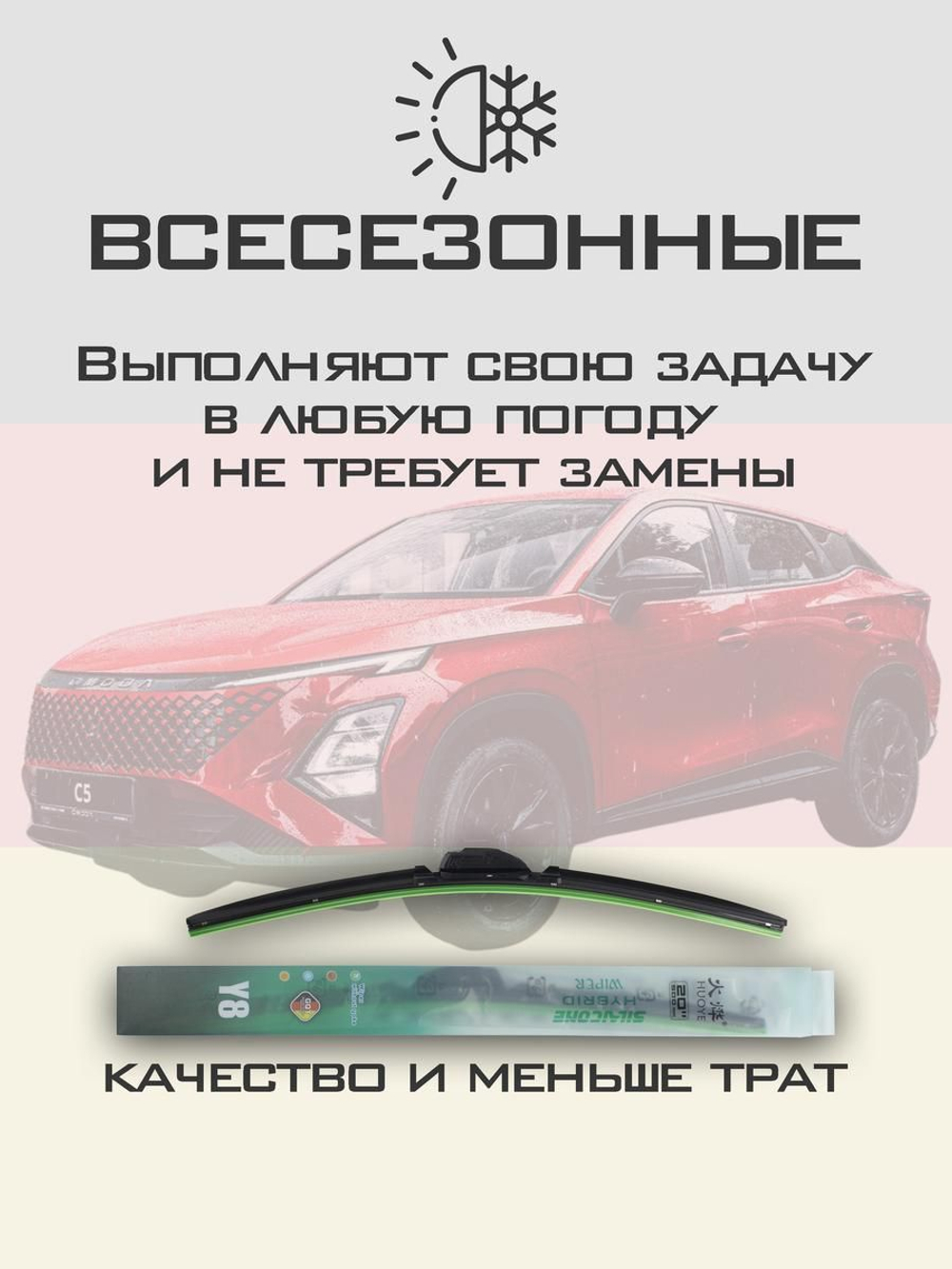 Щетки стеклоочистителя HUOYE Y8 650/450 мм на Jaecoo J8 | Push button