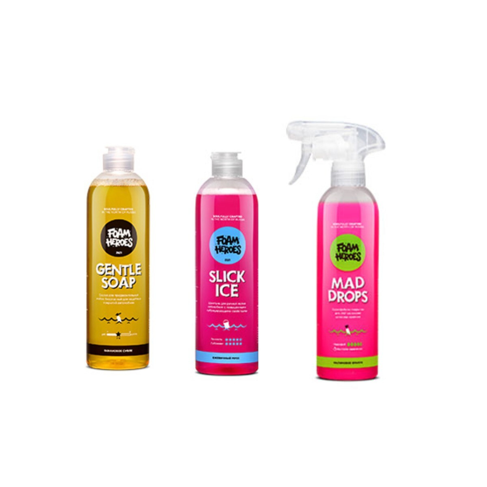 Набор для трехфазной мойки Gentle Soap Banana + Slick Ice Berry+Mad Drops Raspberry