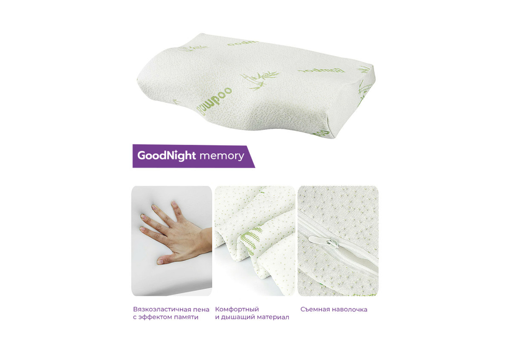 Подушка анатомическая GoodNight Bamboo c эффектом памяти