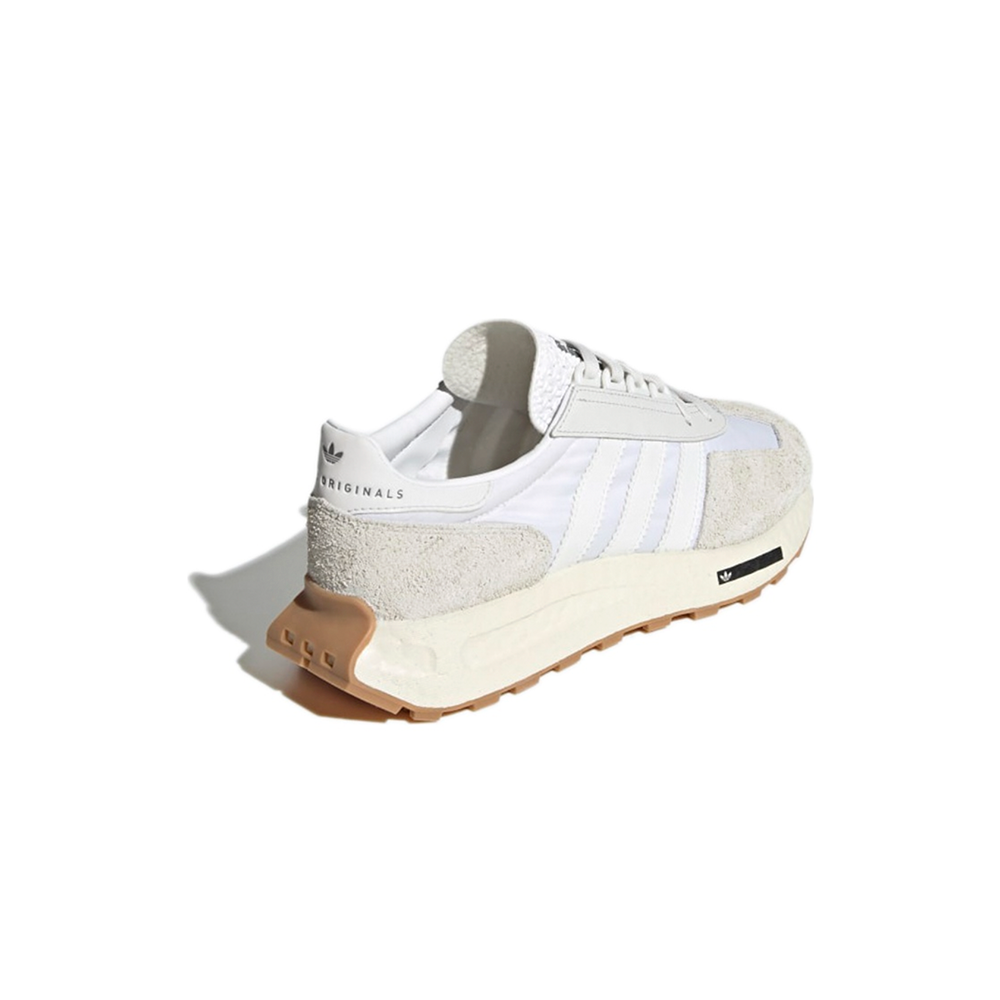 alt="Белые кожаные полоски и серые замшевые накладки на adidas Retropy E5 White Grey"