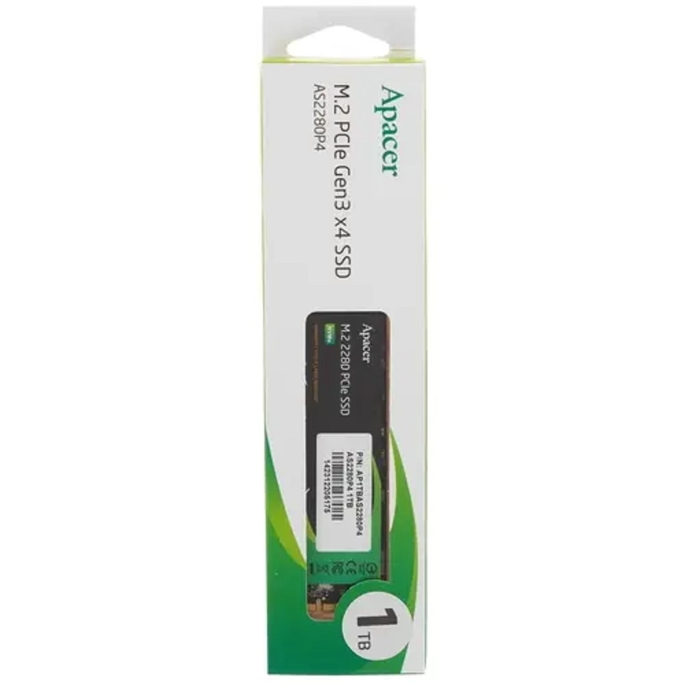 M.2 2280 1TB Apacer AS2280P4 Client SSD AP1TBAS2280P4-1 PCIe Gen3x4 with NVMe, 3000/2000, IOPS 215/390K, MTBF 1.5M, 3D TLC, 800TBW, 0,73DWPD, RTL (918253)