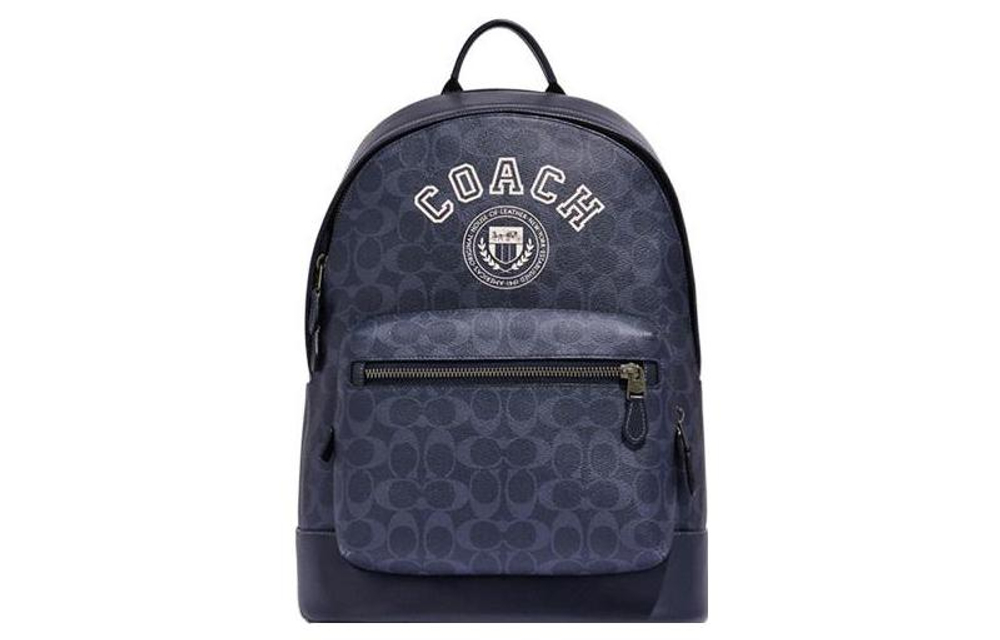 COACH West Artificial Leather Backpack Large Men"s Denim Blue & Chalk White