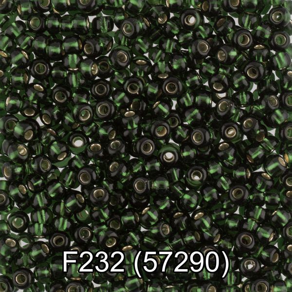 Бисер Gamma 10/0 (2.3 мм), 50 г, F232 т.зеленый, 57290, круглый 6