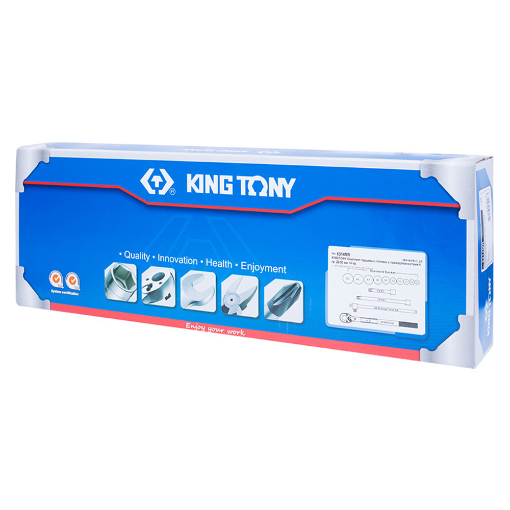 KING TONY (6314MR) Набор торцевых головок с принадлежностями 3/4", 6-гранные, 22-50 мм, 14 предметов