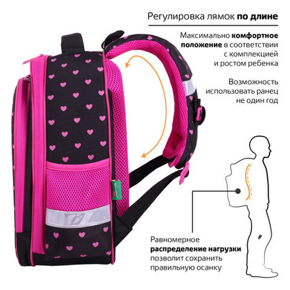 Ранец BRAUBERG KIDS STANDARD, 2 отделения, "Amazed cat", 36х28х14 см, 271386