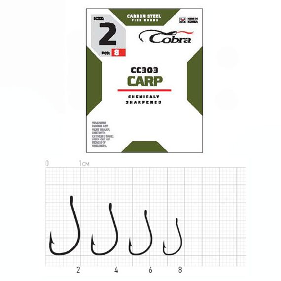 Крючки Cobra CARP CC303 №6, 10 шт.