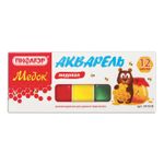 Краски акварельные ПИФАГОР "МЕДОК" 12 цветов, медовые, без кисти, картонная коробка, 191518
