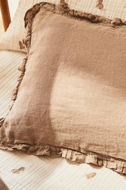 ZARA HOME ЛЬНЯНОЙ ЧЕХОЛ ДЛЯ ДЕКОРАТИВНОЙ ПОДУШКИ, БЕЖЕВЫЙ