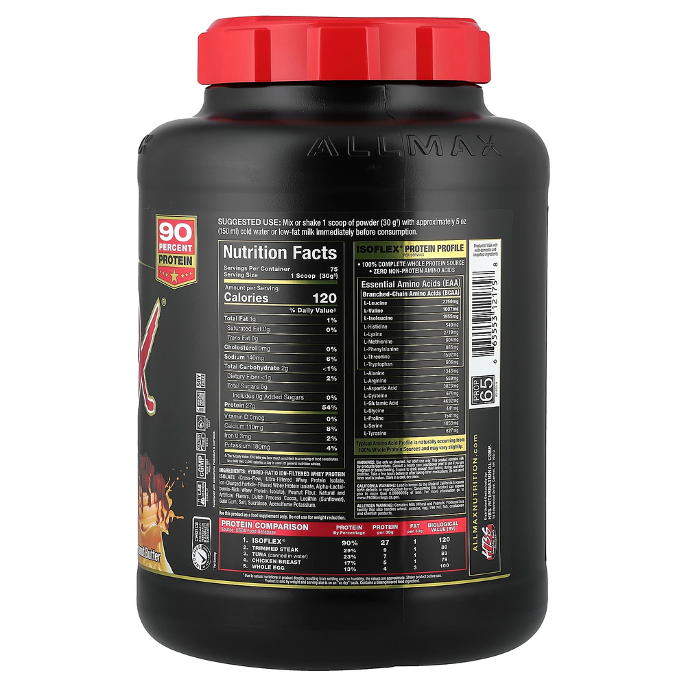 ALLMAX, Isoflex, чистый изолят сывороточного протеина, шоколад с арахисовой пастой, 2,27 кг (5 фунтов)