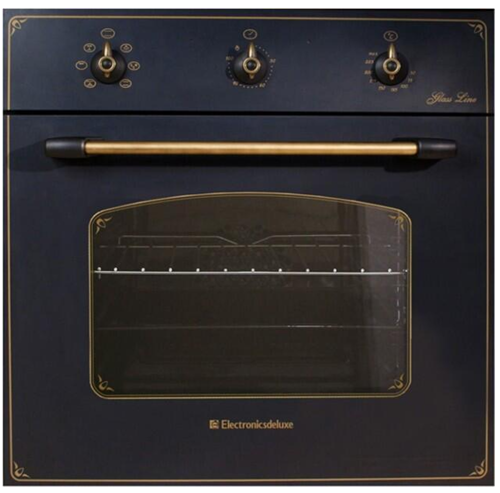 Электрический духовой шкаф Electronicsdeluxe 6006.03-009 (черное,ручки латунь)