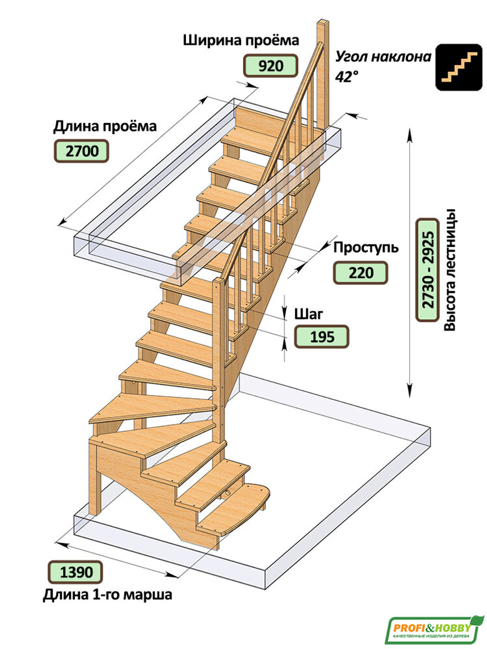 Лестница на второй этаж К-001м/1 Правая