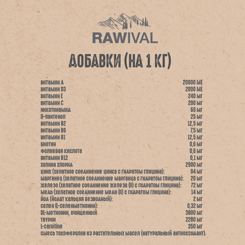 Сухой корм RAWIVAL для взрослых кошек с курицей и рыбой - 0,4 кг