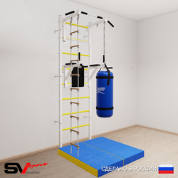 Шведская стенка Sv Sport усиленная 6726 (Турник стандарт/Брусья/Лестница/Цепь/Мешок 22кг/Мат 1м)