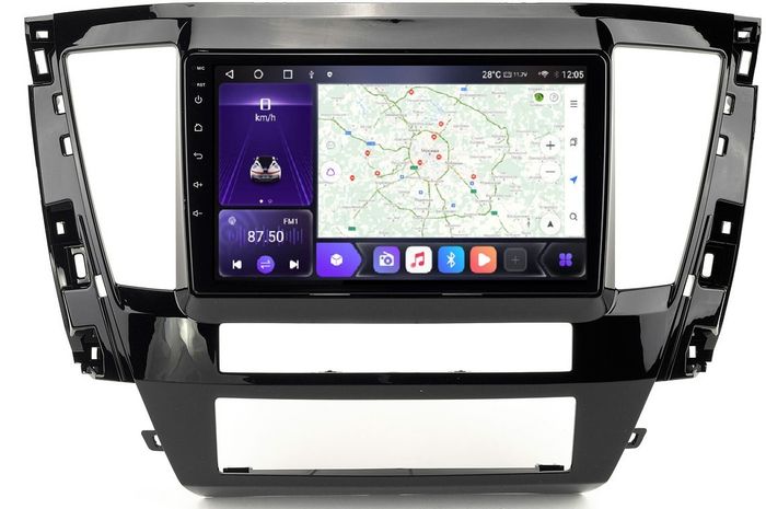 Магнитола для Mitsubishi Pajero Sport 3 2020-2024, Montero Sport (прямоугольный климат, рамка 9) - Kuberg EW-9638-2 QLed, Android 12, Быстрая, CarPlay, 4G SIM-слот