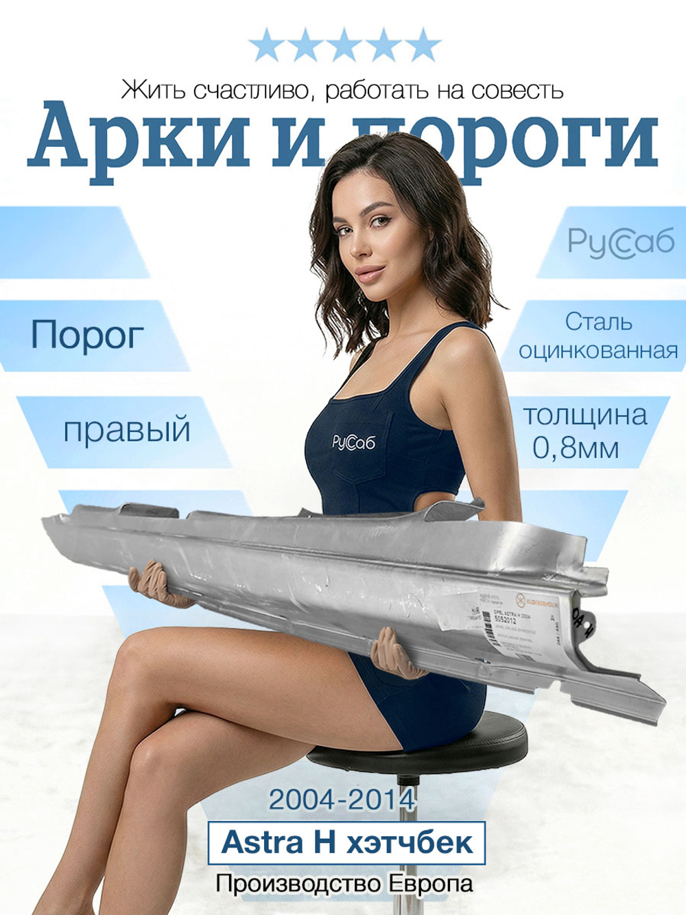 Порог правый Opel Astra H 2004-2014 хэтчбек (Klokkerholm)
