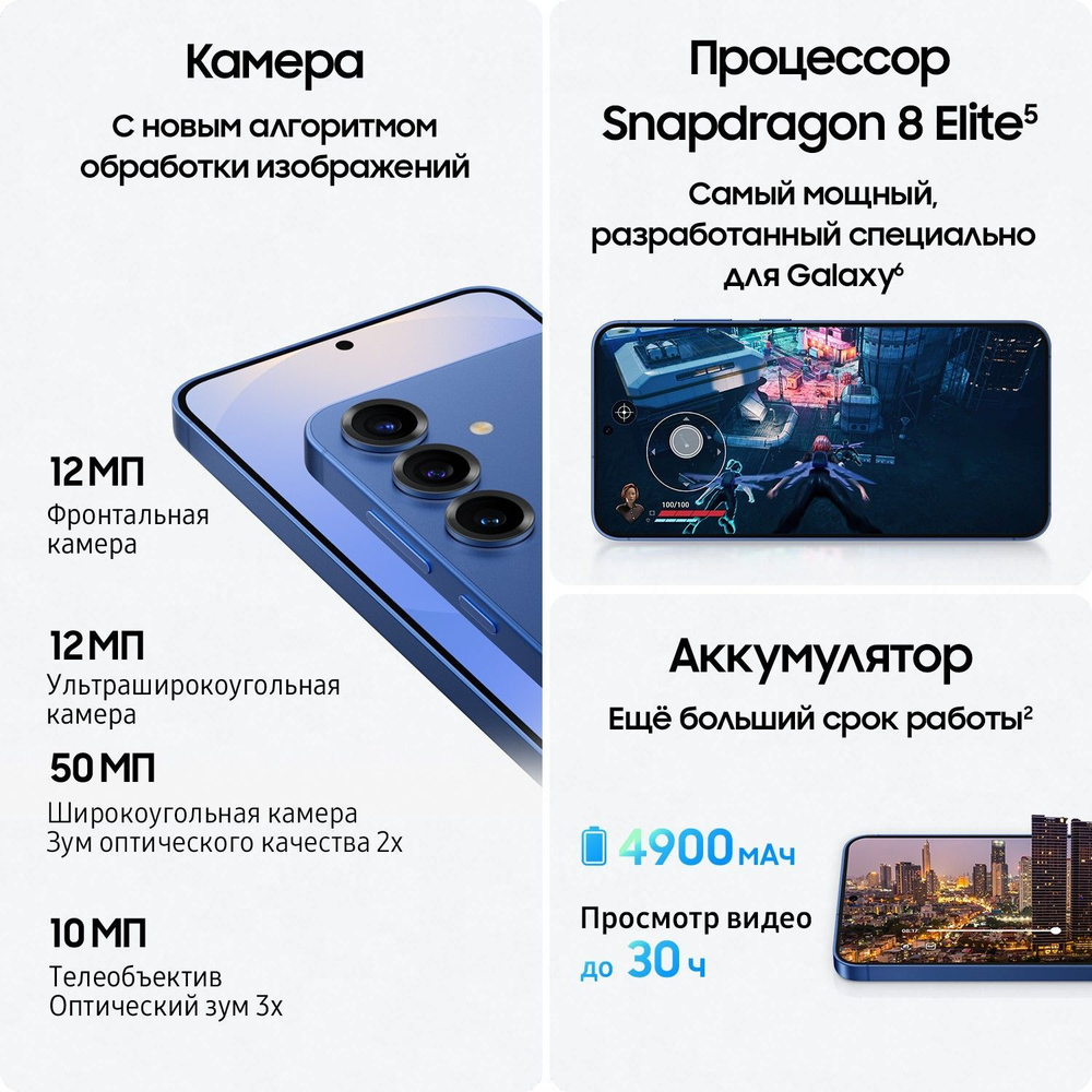 Смартфон Samsung Galaxy S25 256 ГБ Голубой (Icyblue)