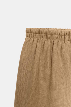 ZARA БРЮКИ-ШАРОВАРЫ ИЗ ЛЬНА, ПЕСОЧНЫЙ