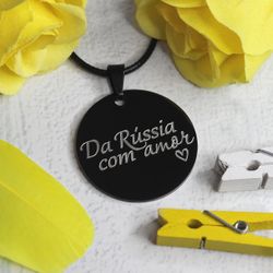 Чёрный кулон подвеска с гравировкой на заказ