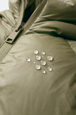 ZARA ПРОРЕЗИНИРОВАННОЕ СТЕГАНОЕ ПАЛЬТО WATER REPELLENT, ХАКИ
