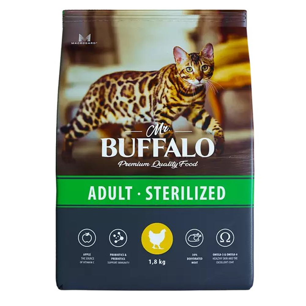 Mr. Buffalo Adult Sterilized Курица для кошек 1,8 кг