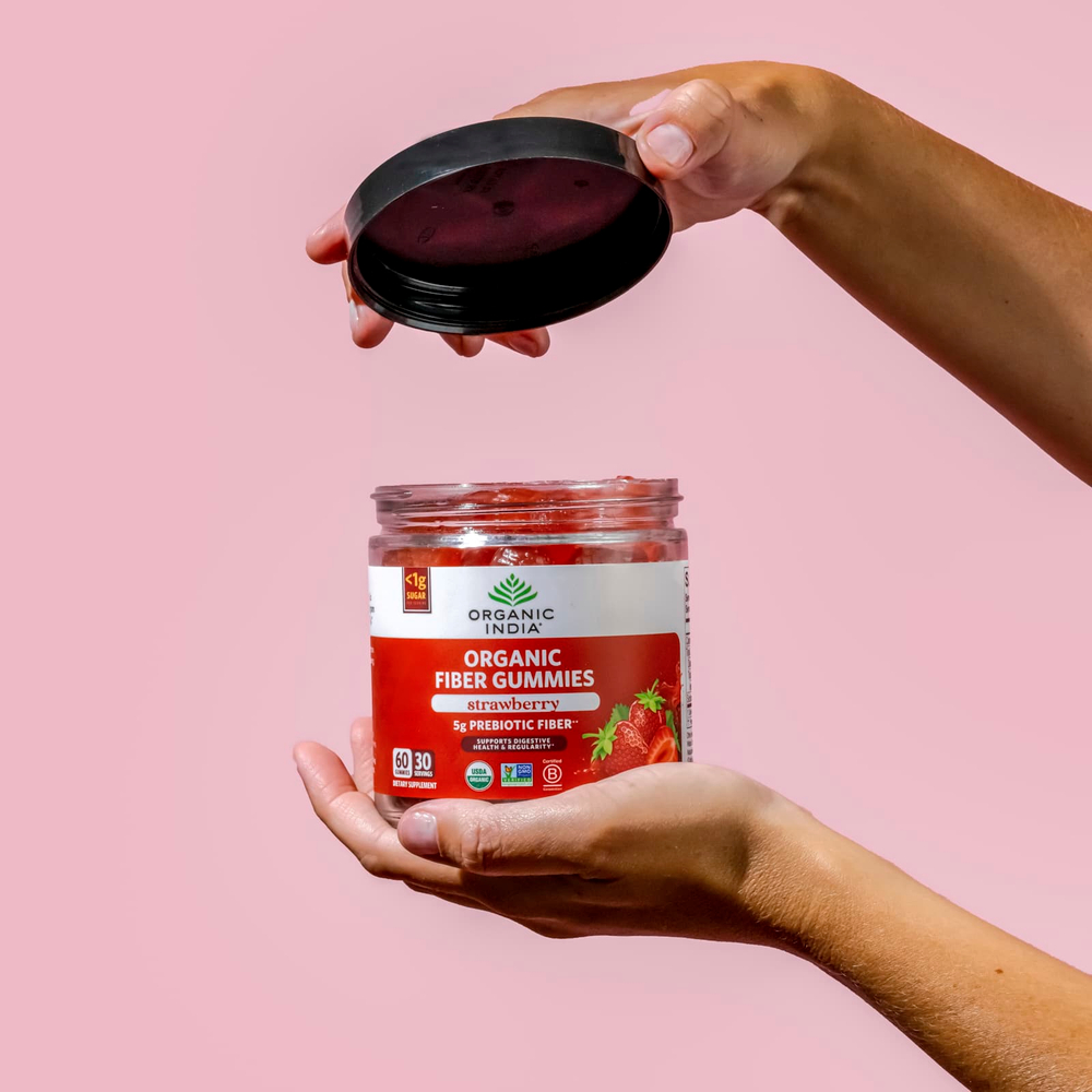 Organic India, Жевательные мармеладки с органической клетчаткой, клубника, 60 жевательных таблеток