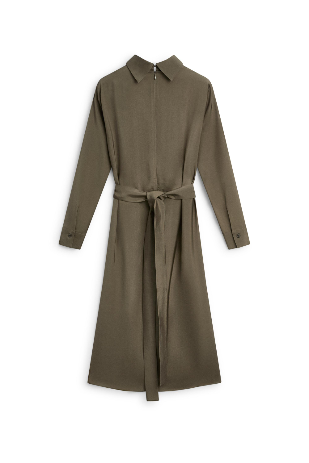 Massimo Dutti Асимметричное драпированное платье миди - Limited Edition, коричневый