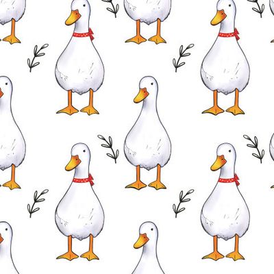 seamless pattern goose white bird domestic