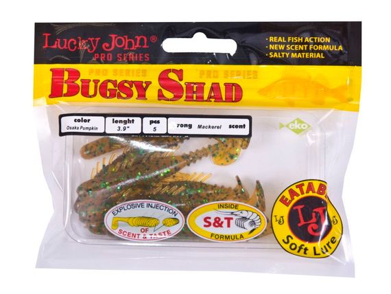 Виброхвосты съедобные LJ Pro Series BUGSY SHAD 3.9in(10 см), цв. PA19, 5 шт.