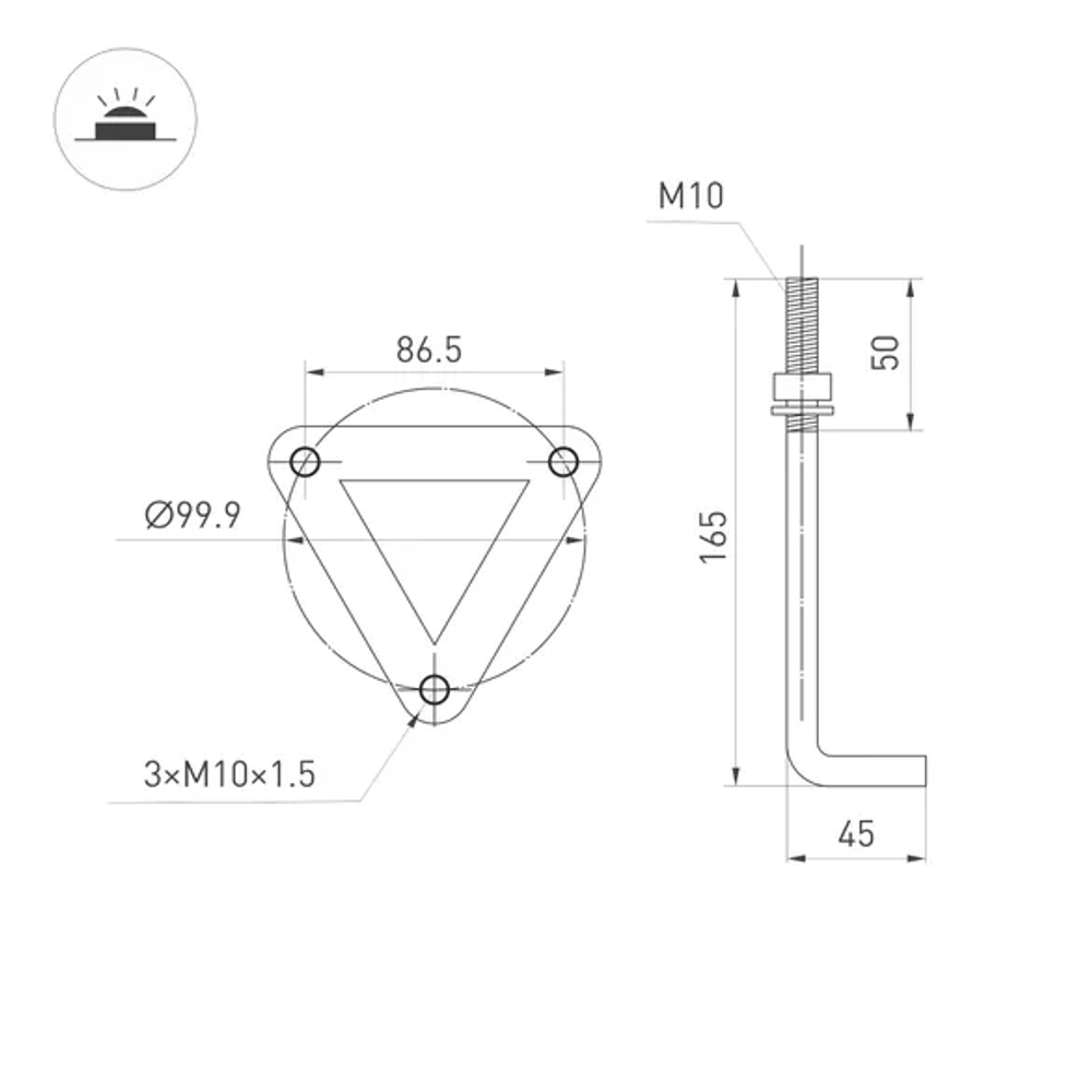 Светильник LGD-GUIDE-BOLL-H1000-20W Warm3500-MIX (GR, 280 deg, 230V) (Arlight, IP65 Металл, 5 лет) 047690