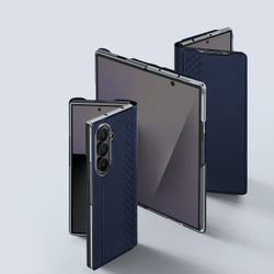Чехол из кожи синего цвета для Samsung Galaxy Z Fold 8 Ultra, поддержка беспроводной зарядки, серия Bril Series Case (Magnetic Version) от Dux Ducis